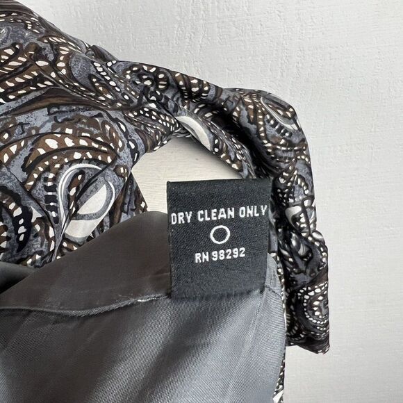Tibi New York Dress 8 Womens Gray Print Silk 3/4 Sleeves Mini Lined Ruffle Hem - Picture 8 of 9